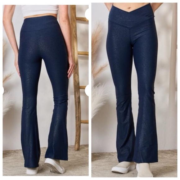 mono b Flare Mid Rise‎ Yoga Pants shimmer - Picture 1 of 13